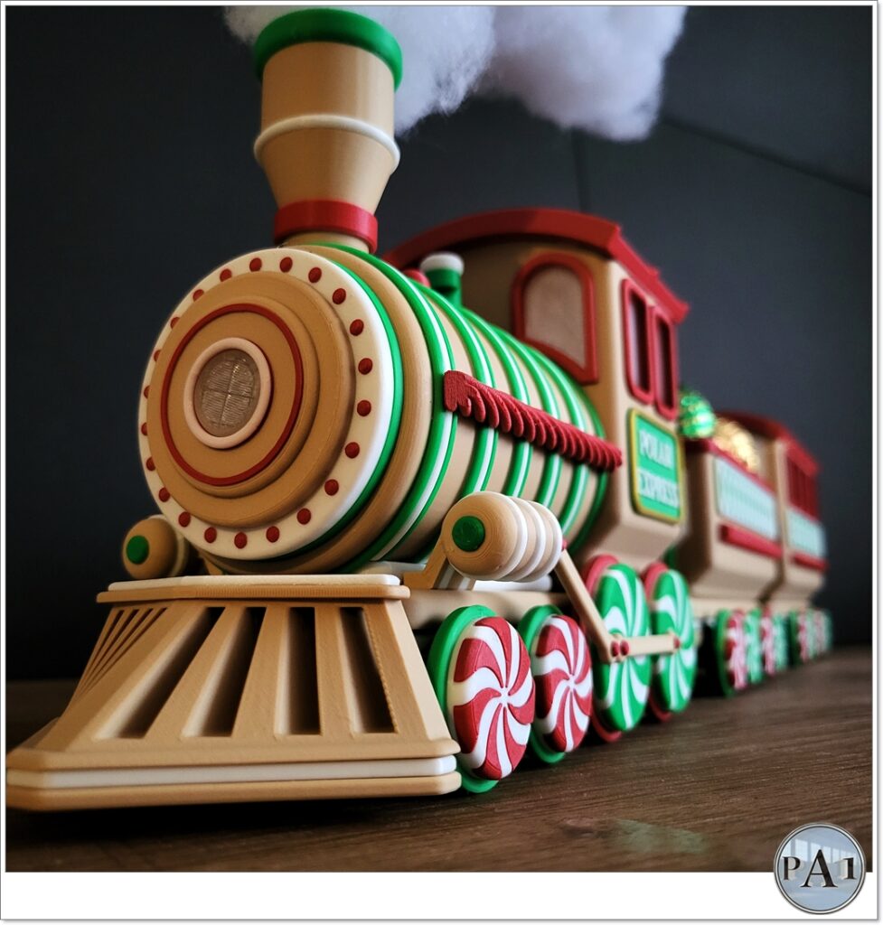 Illuminated Gingerbread Train closeup