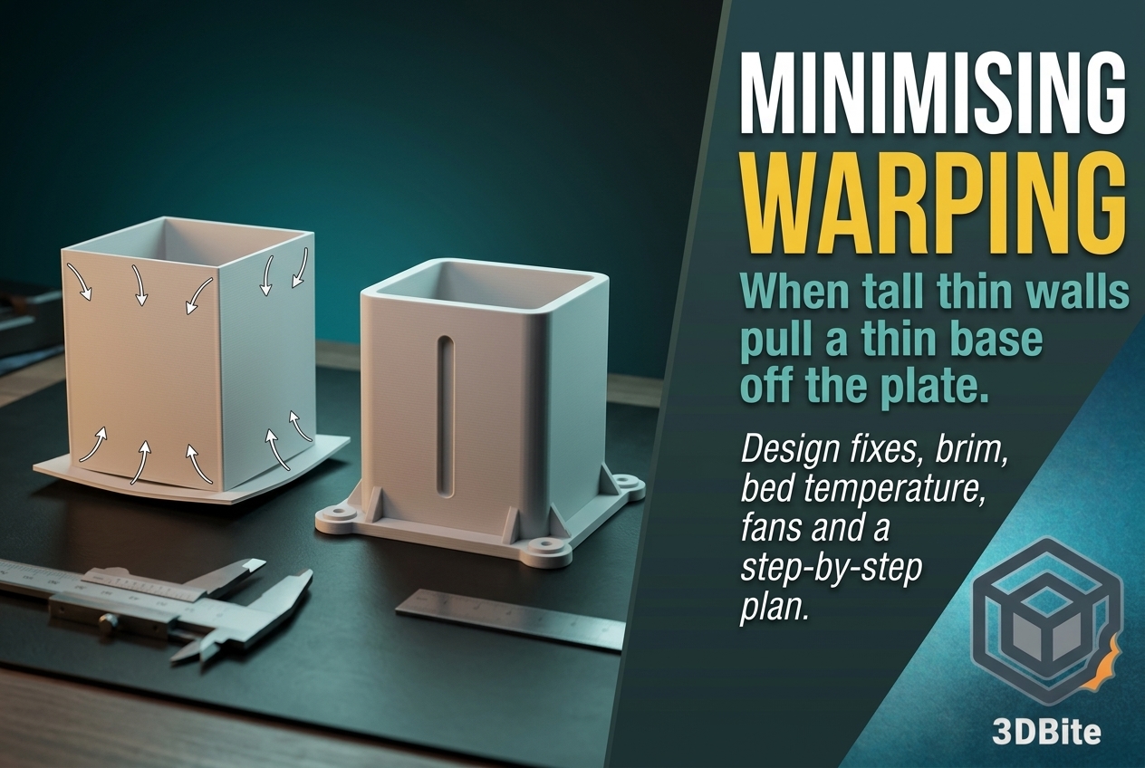 How to Minimise Warping, Including the Thin Base and Tall Walls Problem